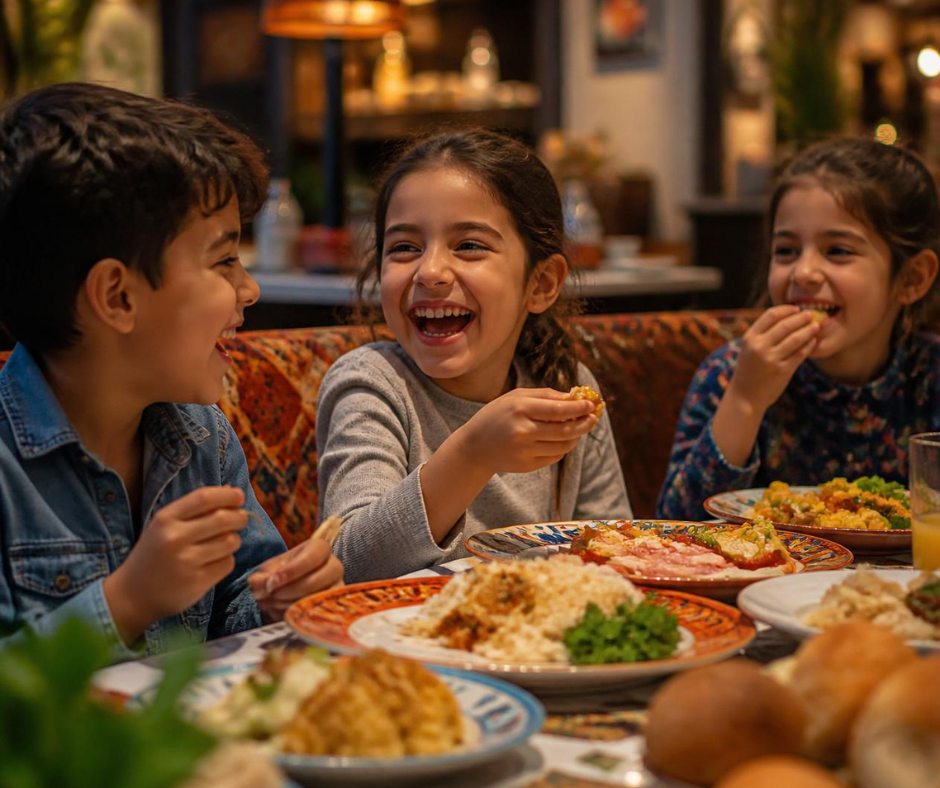 Children enjoying a meal together at Chapter & Verse